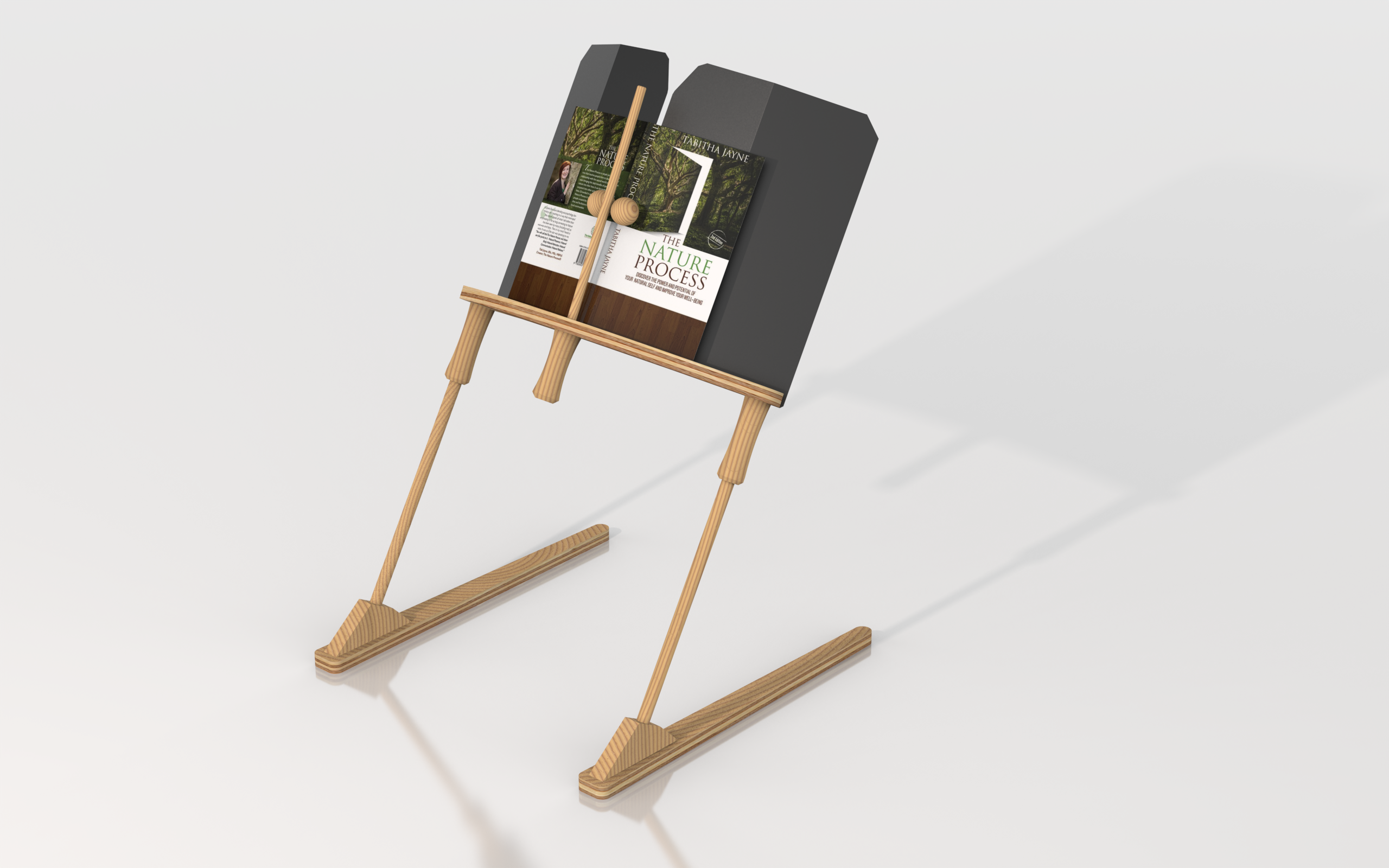 BookBock Lesegestell – Buchständer mit aufgeschlagenem Buch im ergonomischen Lesewinkel